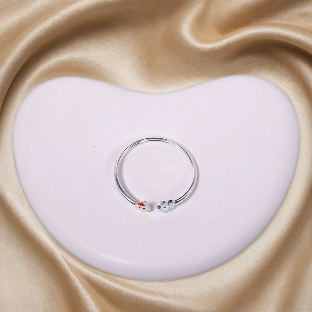 Jolly Santa floral Silver Kada for Kids (Pair-Set of Two) - Pure 925 Silver - Image 3