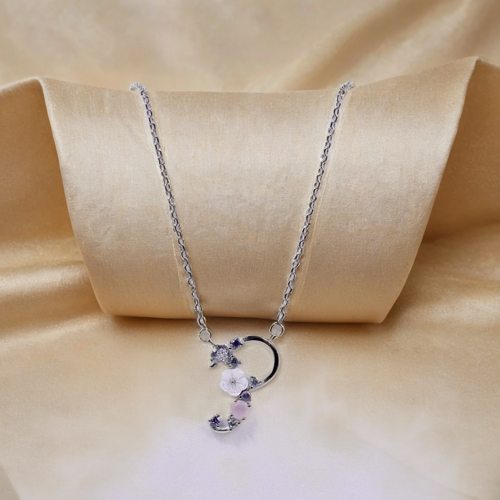 Fairy Garden Letter "P" Necklace for Kids & Ladies – Pure 925 Silver