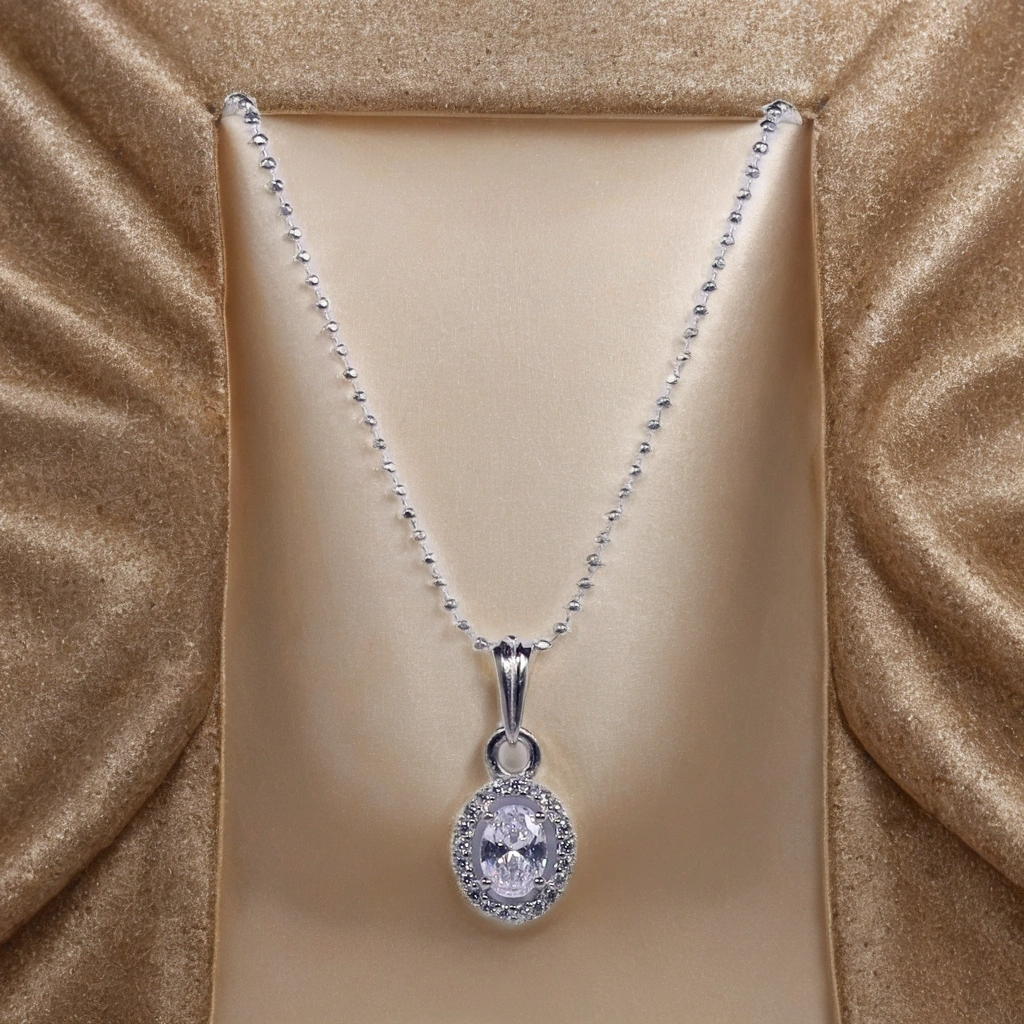 Twinkle Gem Charm Necklace for Kids – Pure 925 Silver