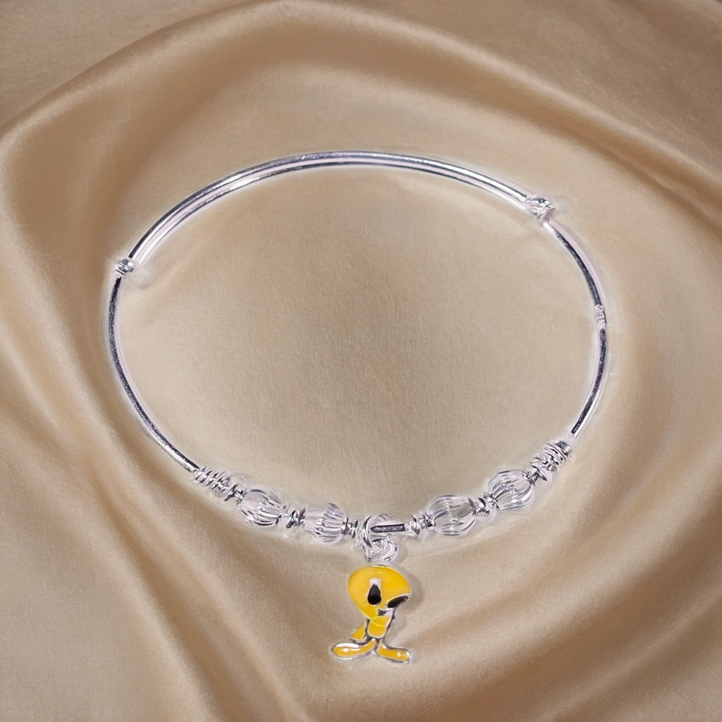 Twinkle Tweety Toon Charm Kada for Kids (Pair-Set of Two) – Pure 925 Silver - Image 3