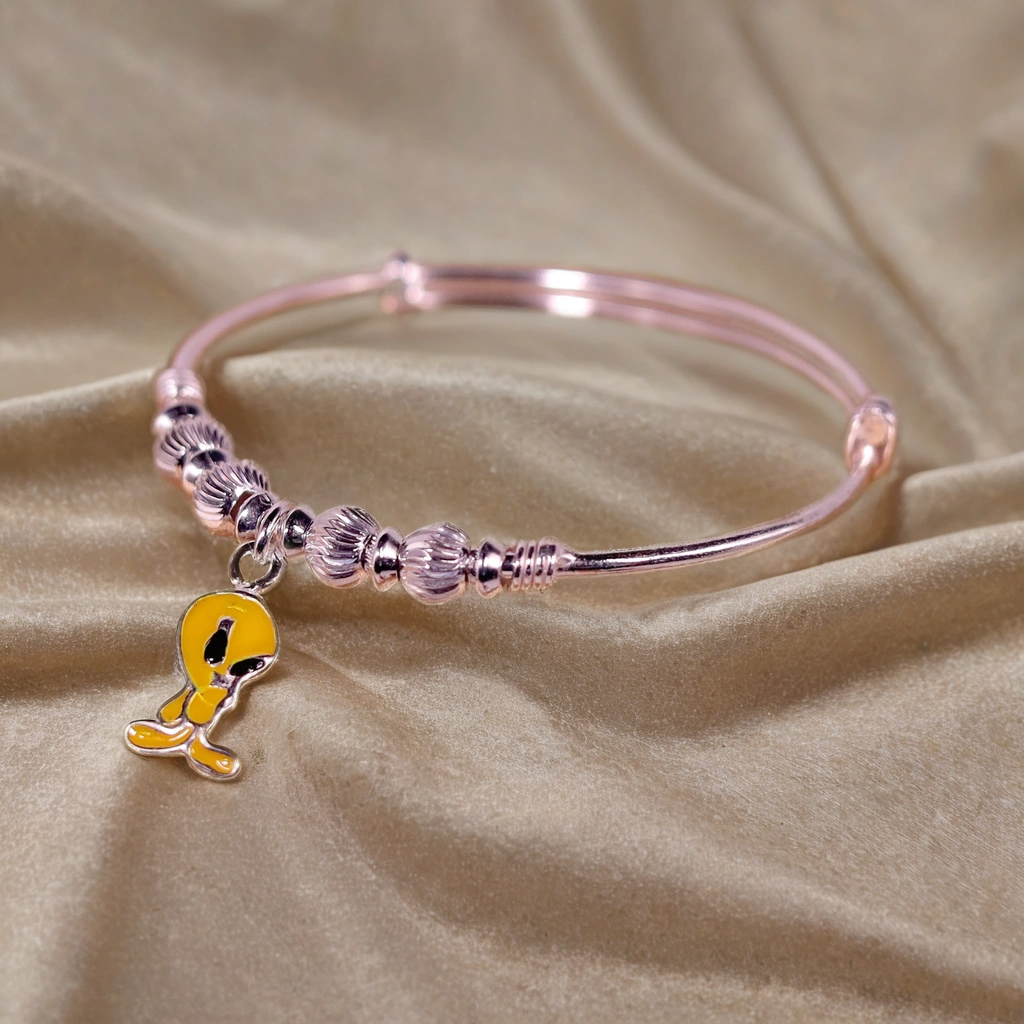 Twinkle Tweety Toon Charm Kada for Kids (Pair-Set of Two) – Pure 925 Silver