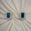 Emerald Twinkle Rectangle Earrings for Kids & Ladies – Pure 925 Silver
